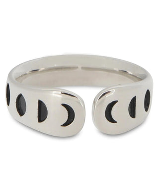 Vera Viva Trust Your Journey Moon Phase Adjustable Inspirational Sterling Silver Ring