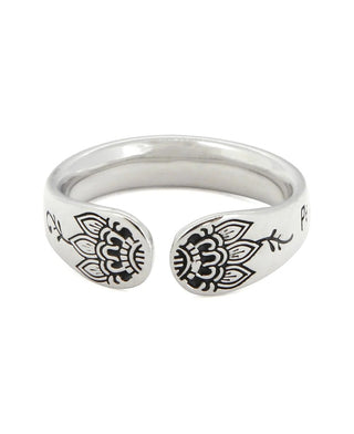 Vera Viva Peace Comes From Within Sterling Silver Adjustable Ring